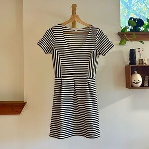 J. Crew Black and White Striped Mini Dress